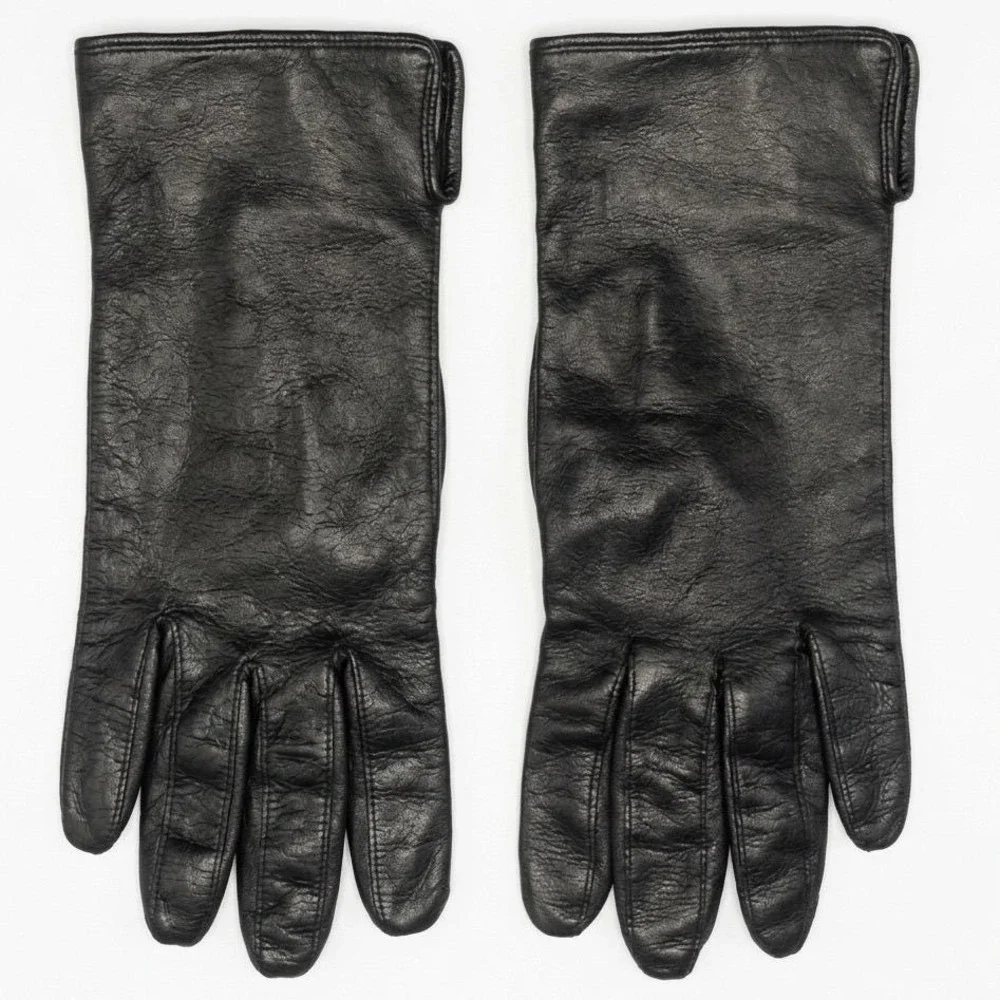 Coach Leatherware Black Leather Gloves Silk Lined Made in Italy Womens Sz 7.5